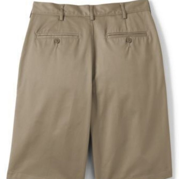 NWT LANDS' END MEN'S PLAIN FRONT WRINKLE RESISTANT BLEND CHINO SHORTS KHAKI 29 - Picture 2 of 9